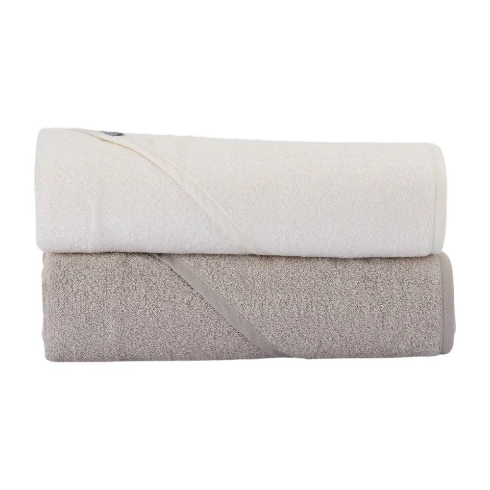 Little Bamboo Hooded Towel 2PK  - Stone Grey