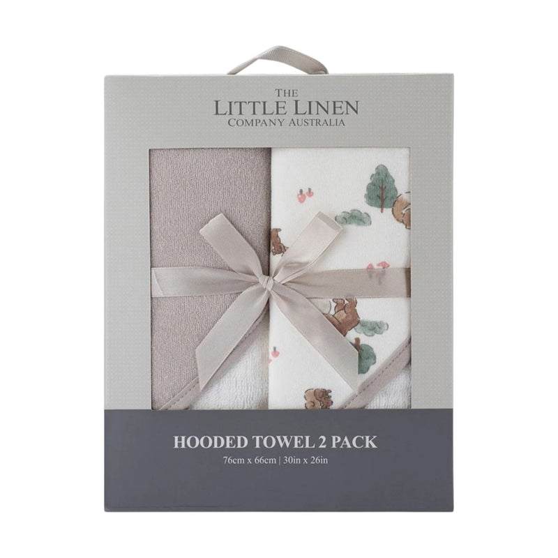 Little Linen Hooded Towel 2PK - Willow Bear