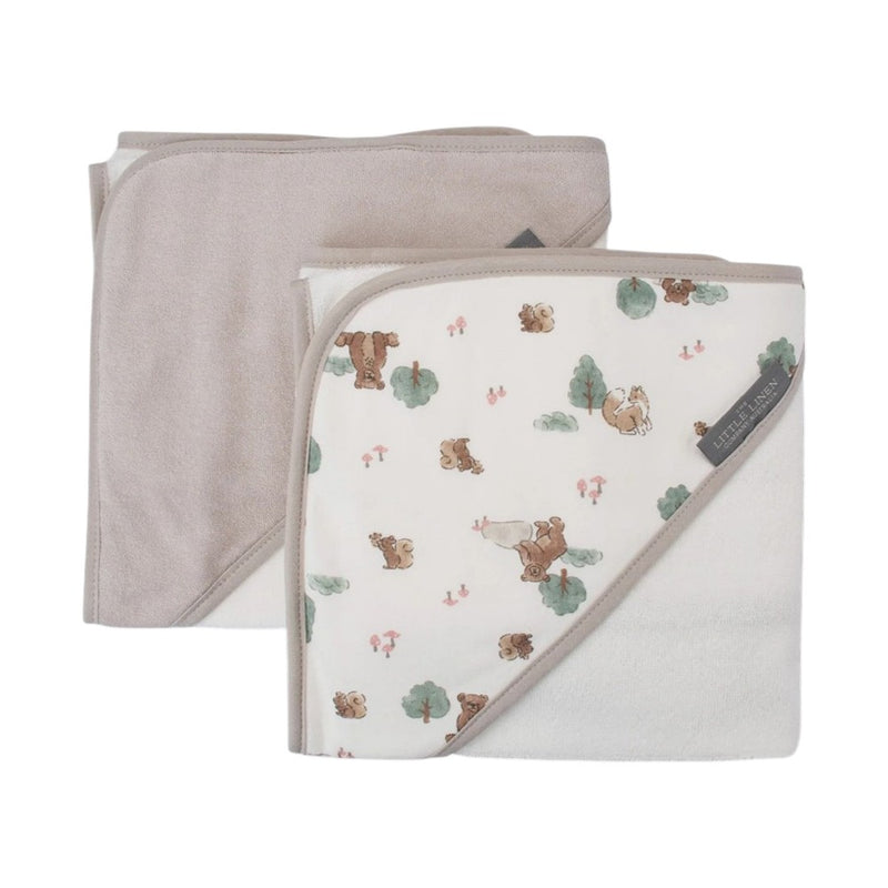 Little Linen Hooded Towel 2PK - Willow Bear