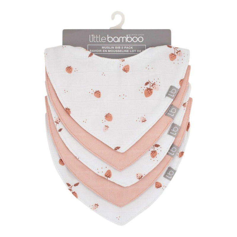 Little Bamboo Muslin Bib 5PK - Dusty Rose