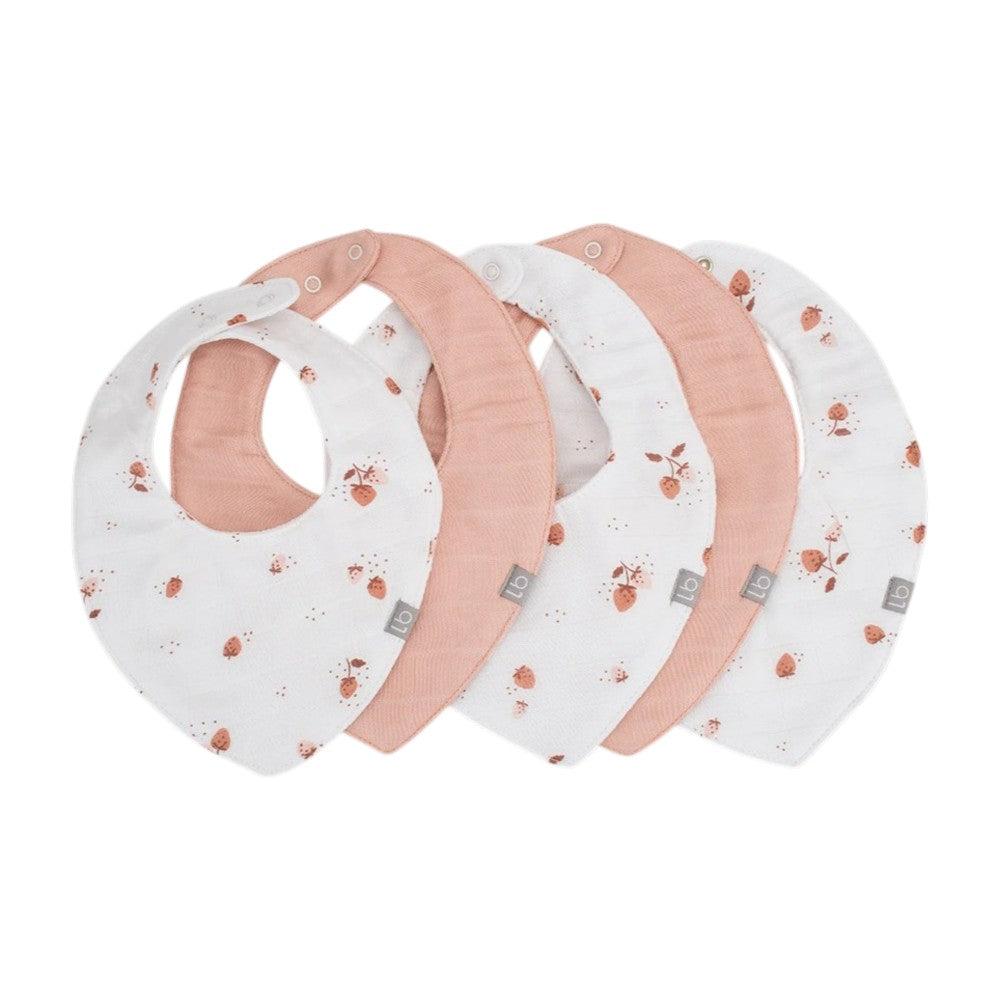 Little Bamboo Muslin Bib 5PK - Dusty Rose