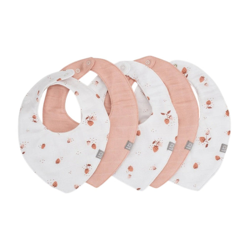 Little Bamboo Muslin Bib 5PK - Dusty Rose