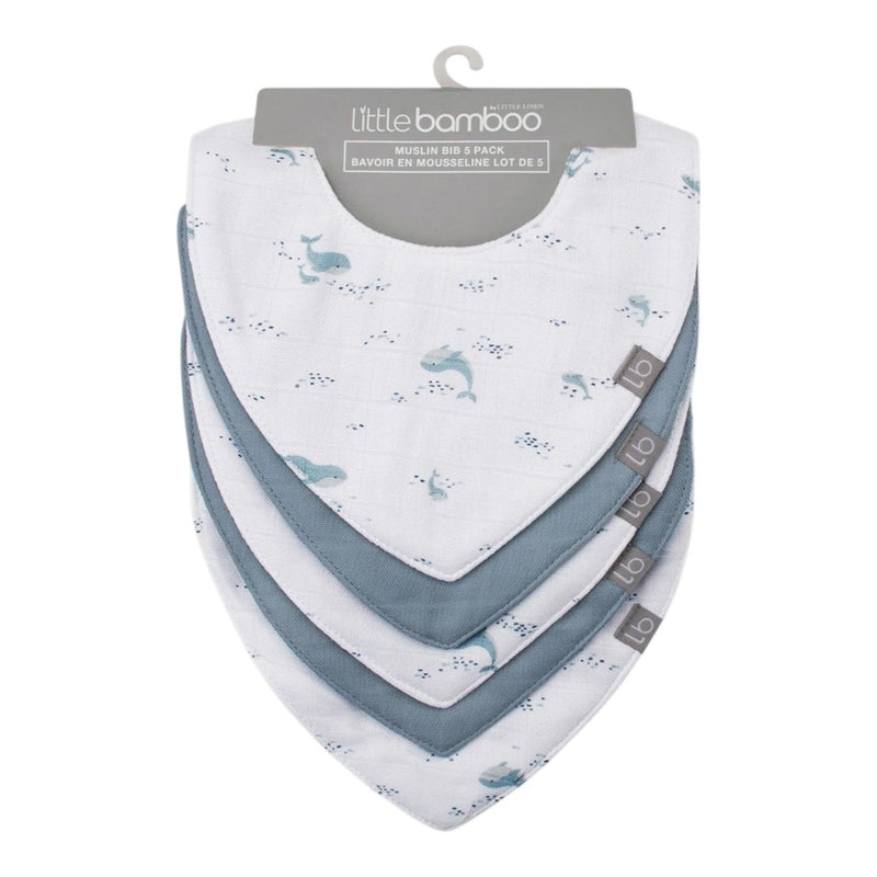 Little Bamboo Muslin Bib 5PK - Retro Blue