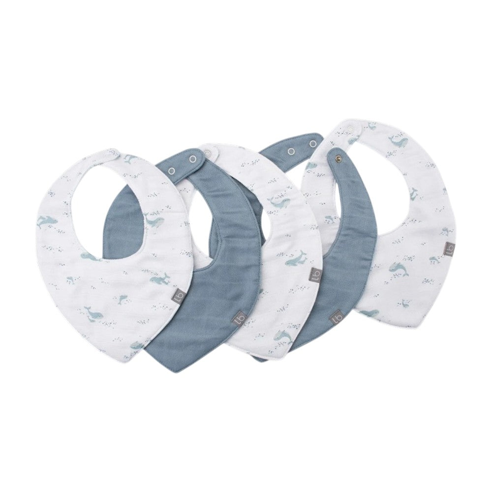 Little Bamboo Muslin Bib 5PK - Retro Blue