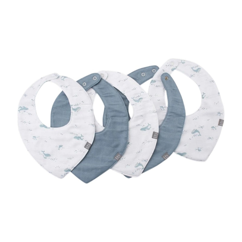 Little Bamboo Muslin Bib 5PK - Retro Blue