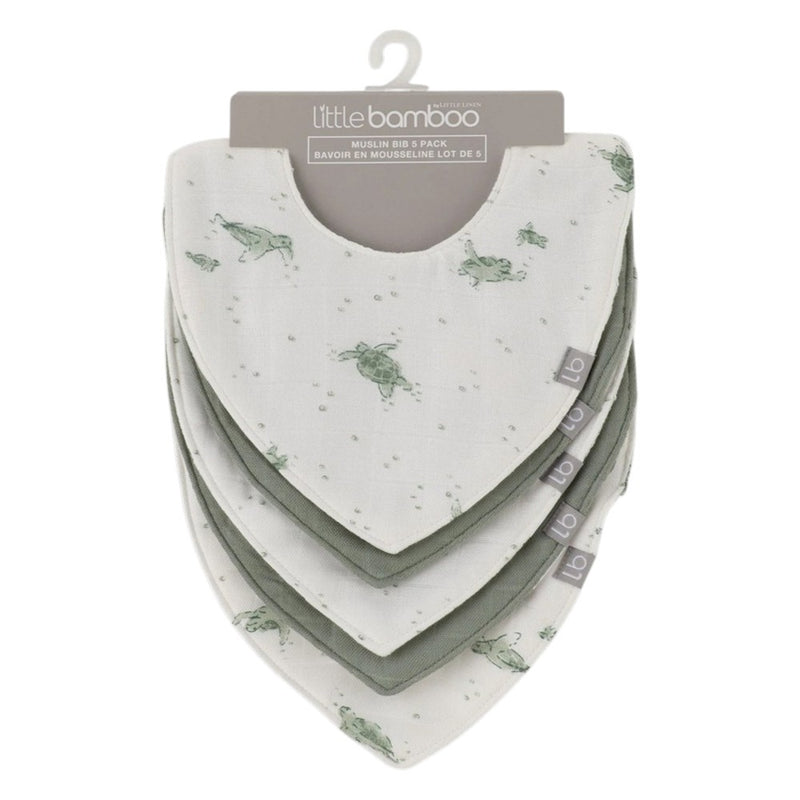 Little Bamboo Muslin Bib 5PK - Turtle Bay