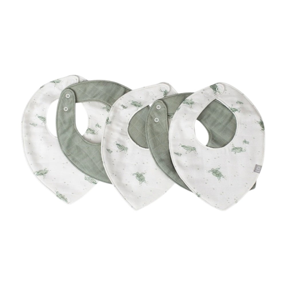 Little Bamboo Muslin Bib 5PK - Turtle Bay