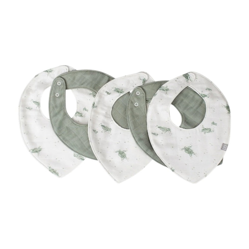 Little Bamboo Muslin Bib 5PK - Turtle Bay