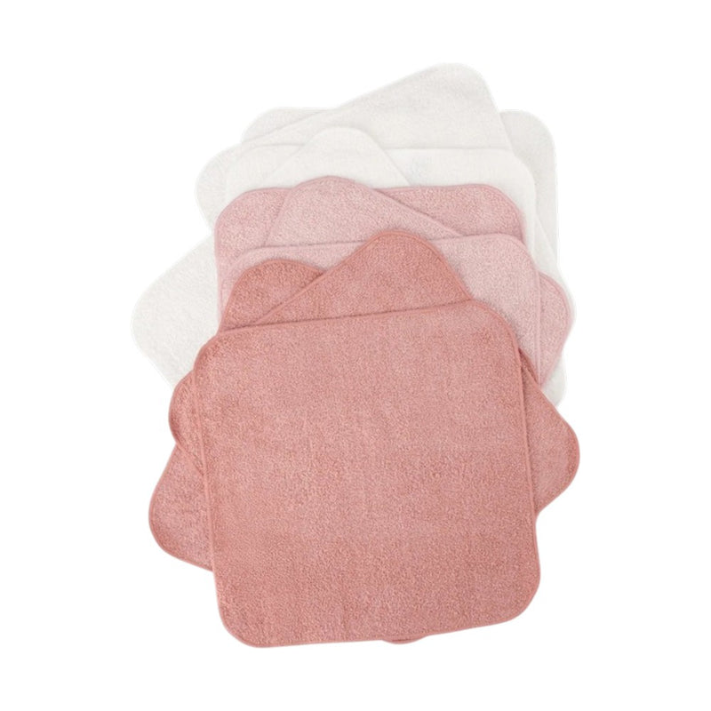 Little Bamboo Towelling Washer 10PK - Dusty Rose
