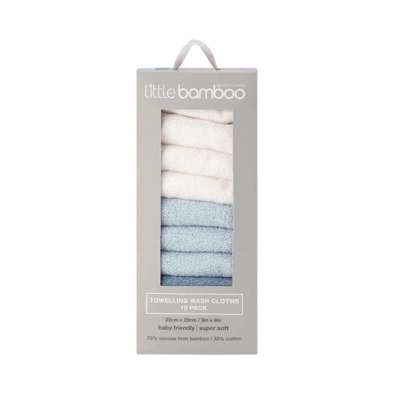 Little Bamboo Towelling Washer 10PK - Retro Blue