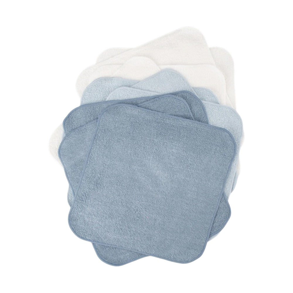 Little Bamboo Towelling Washer 10PK  - Retro Blue