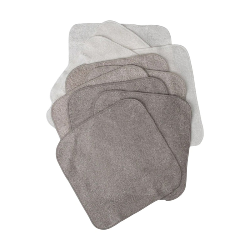 Little Bamboo Towelling Washer 10PK - Stone Grey