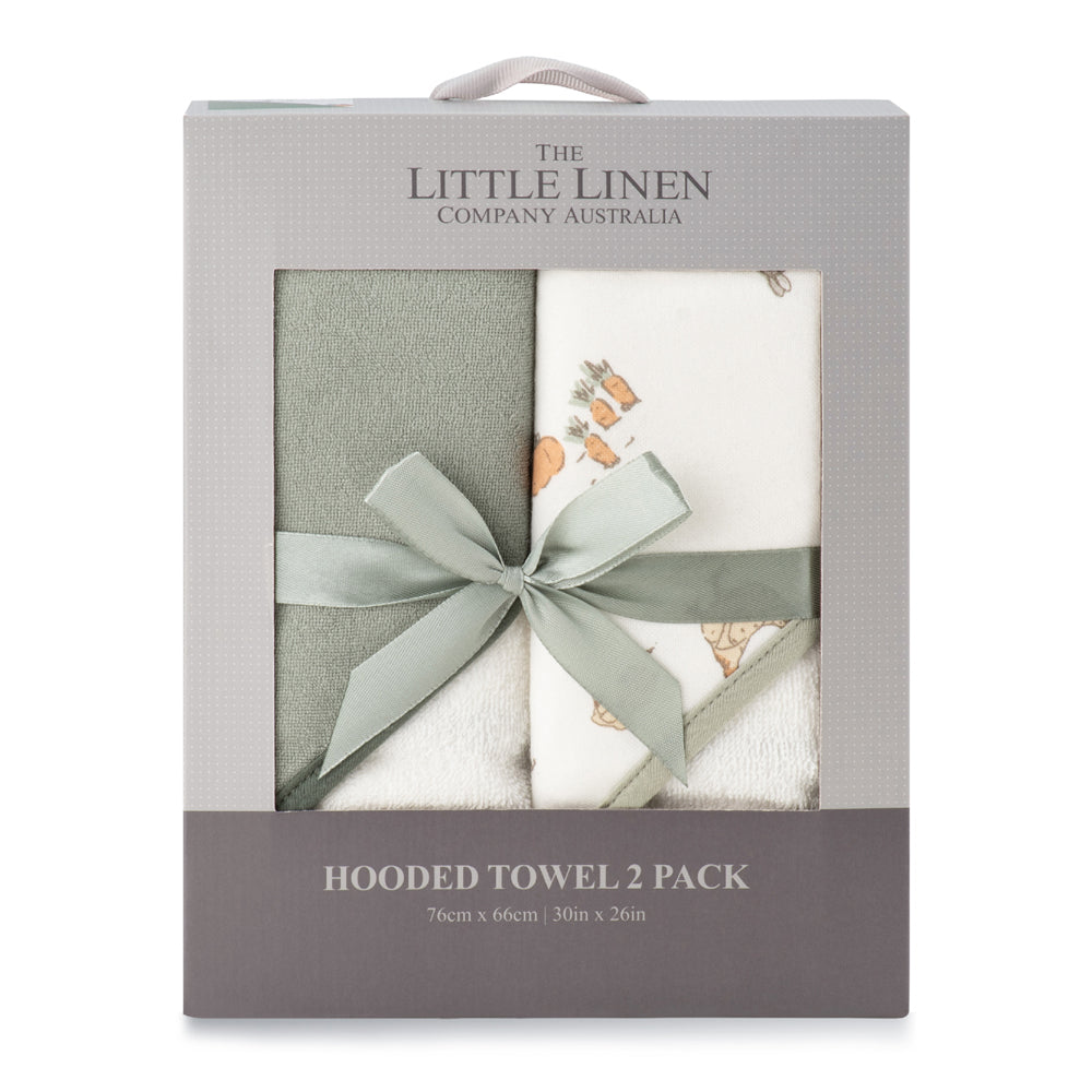 Little Linen Hooded Towel 2pk Farmyard Lamb