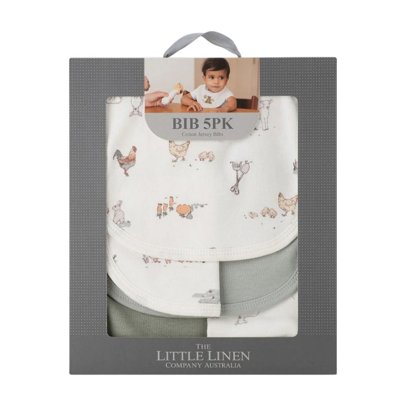Little Linen Jersey Bib 5PK - Farmyard Lamb