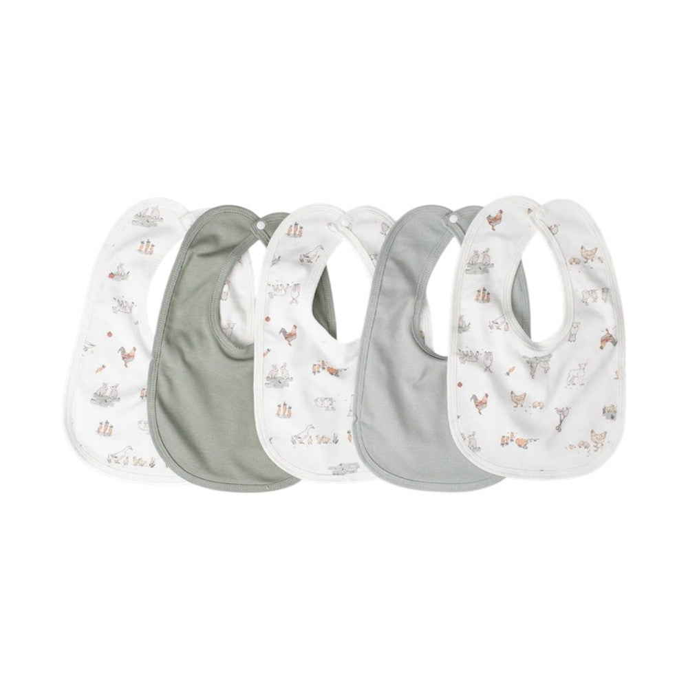 Little Linen Jersey Bib 5PK - Farmyard Lamb