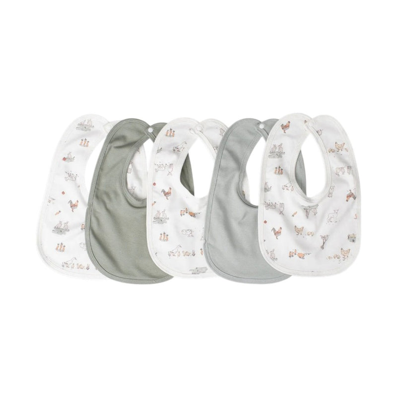 Little Linen Jersey Bib 5PK - Farmyard Lamb