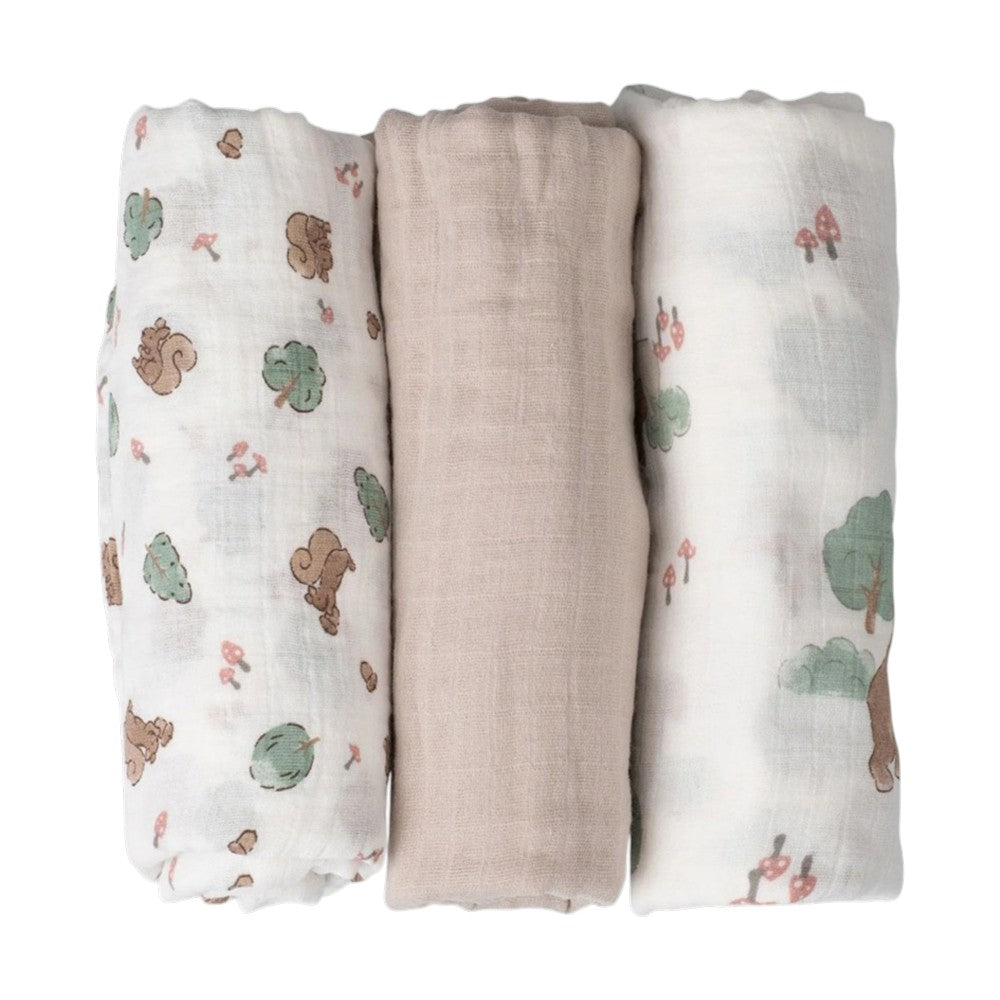 Little Linen Muslin Wraps 3PK - Bushland Bear