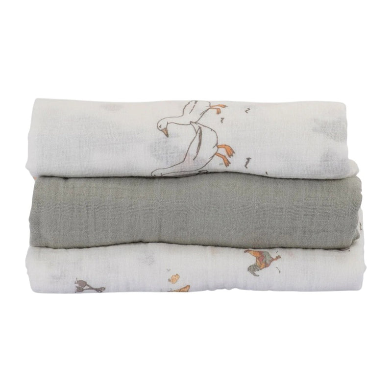 Little Linen Muslin Wraps 3PK - Farmyard Lamb