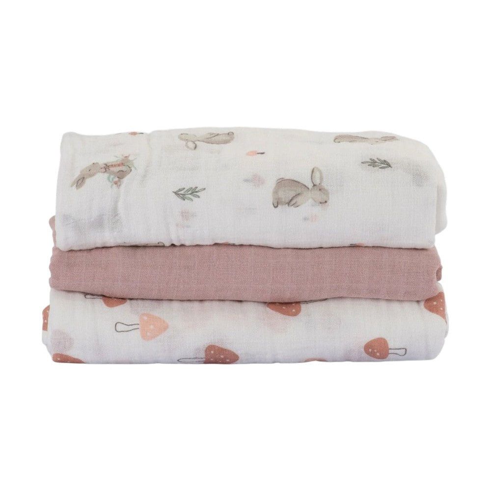 Little Linen Muslin Wraps 3PK - Harvest Bunny