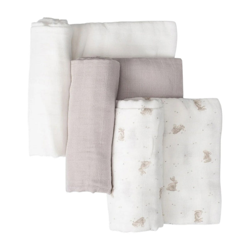 Little Bamboo Muslin Wraps 3Pk - Stone Grey