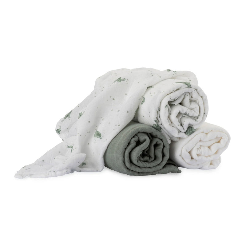 Little Bamboo Muslin Wraps 3Pk - Turtle Bay