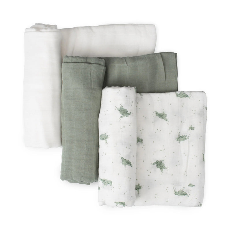 Little Bamboo Muslin Wraps 3Pk - Turtle Bay