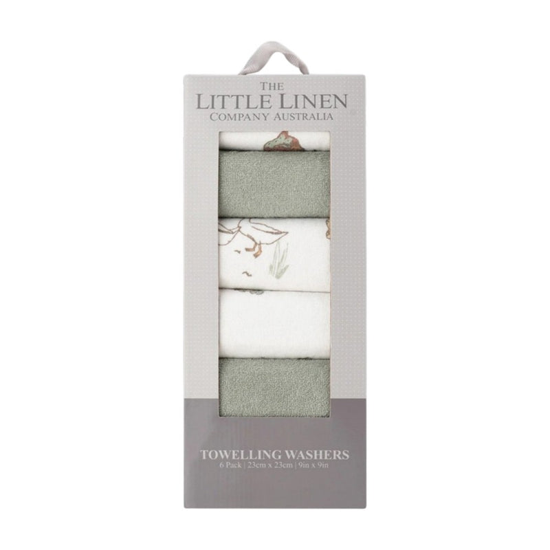 Little Linen Towelling Wash Cloth 6PK - Farmyard Lamb