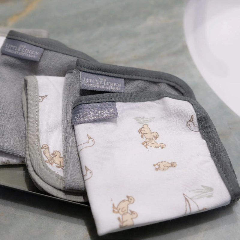 Little Linen Towelling Wash Cloth 6PK - Farmyard Lamb