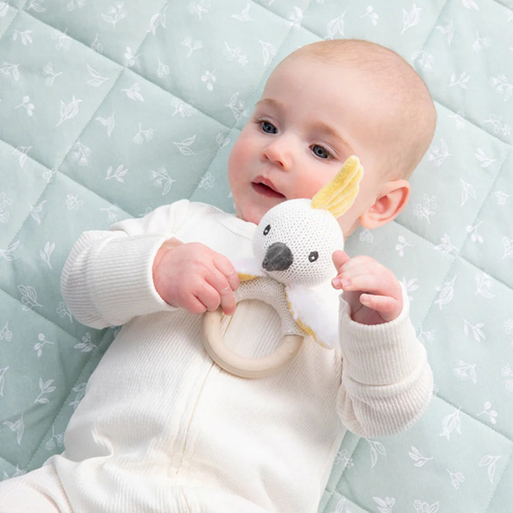 Living Textiles Australiana Ring Rattle Colin the Cockatoo