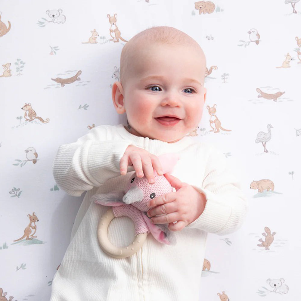 Living Textiles Australiana Ring Rattle Gary the Galah