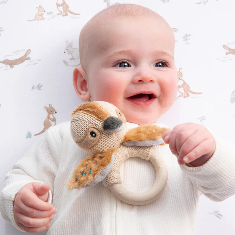 Living Textiles Australiana Ring Rattle Kenny the Kookaburra