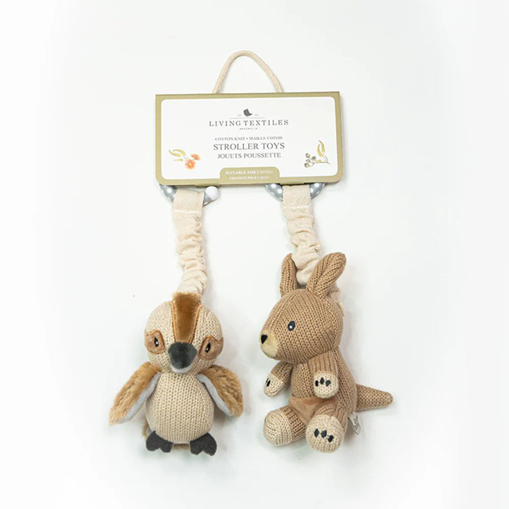 Living Textiles Australiana Stroller Toys 2pk Kookaburra & Kangaroo
