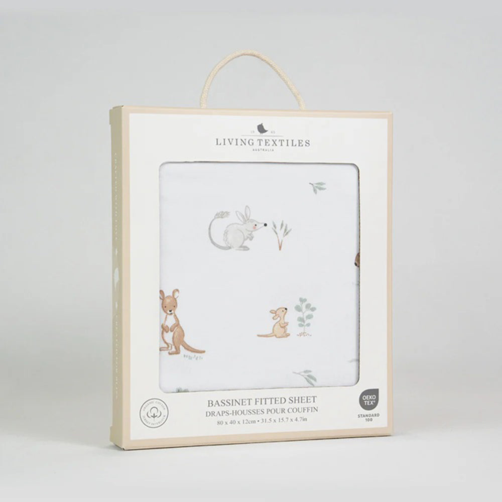 Living Textiles Bassinet Fitted Sheet Australiana