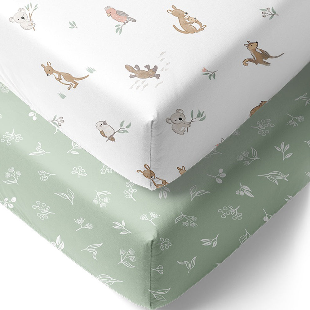 Living Textiles Cot Fitted Sheet Australiana