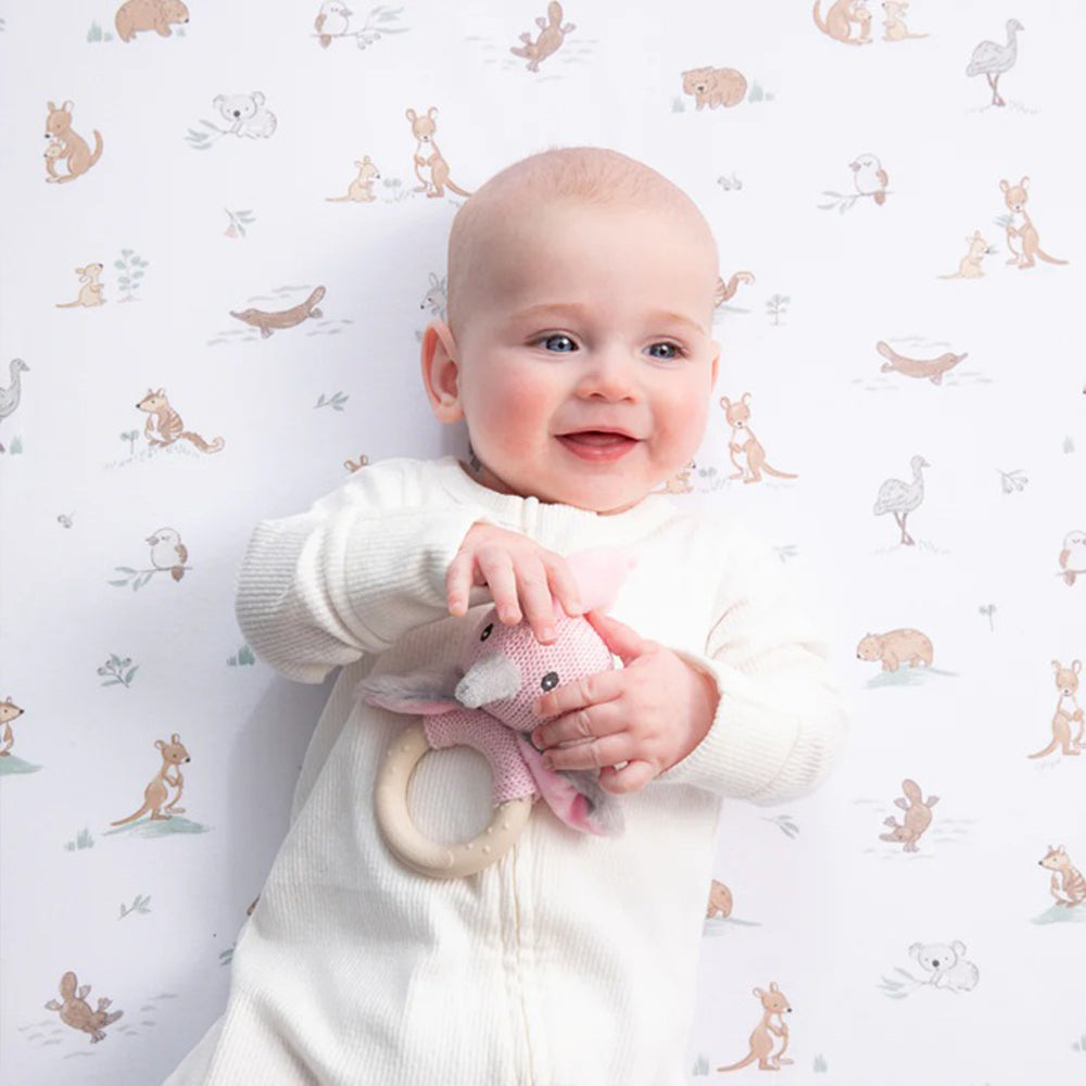 Living Textiles Cot Fitted Sheet Australiana