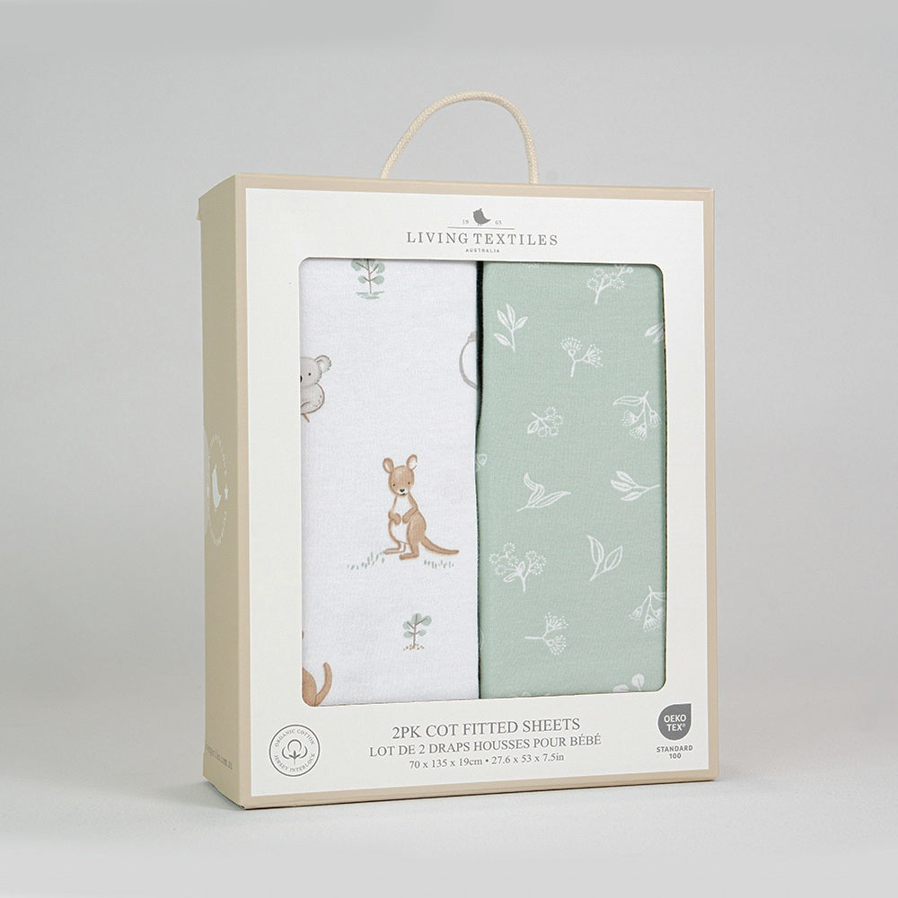 Living Textiles Cot Fitted Sheet Australiana