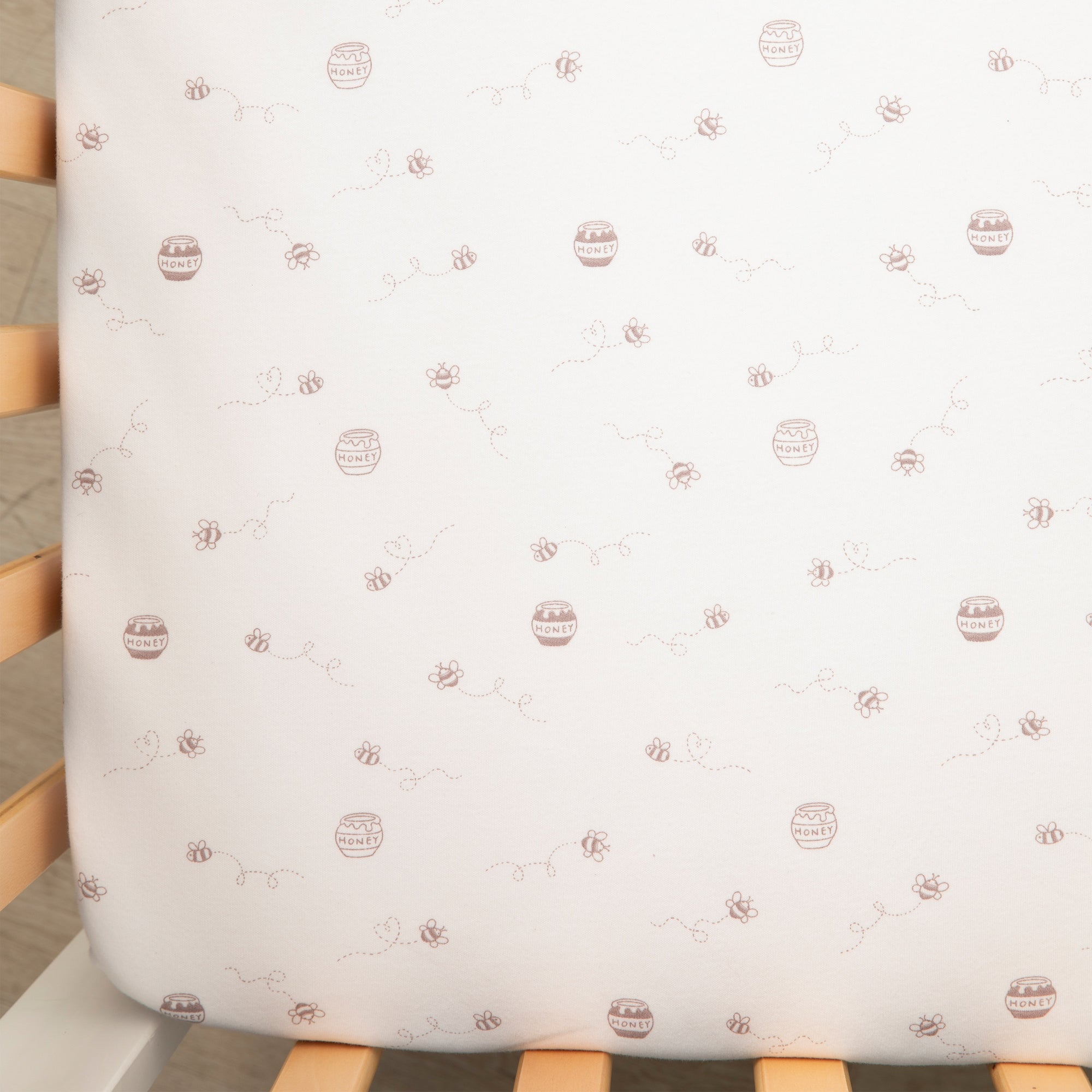 Living Textiles Cot Fitted Sheet Cuddly Bear