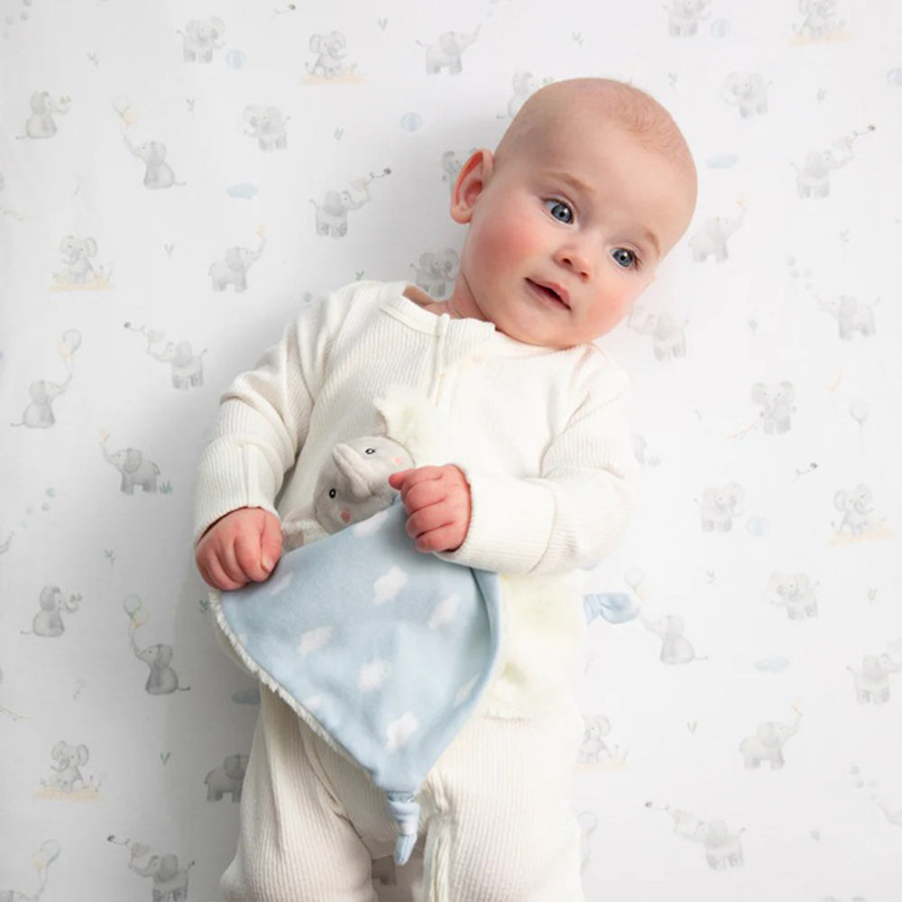 Living Textiles Cot Fitted Sheet Elephant Playtime