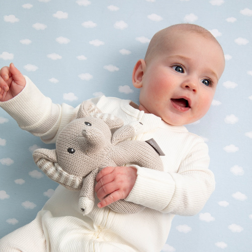 Living Textiles Cot Fitted Sheet Elephant Playtime