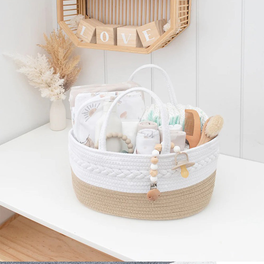 Living Textiles Cotton Rope Nappy Caddy With Divider