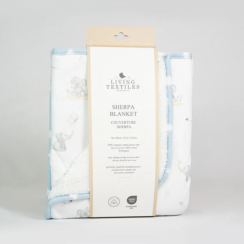 Living Textiles Sherpa Pram Blanket Elephant Playtime