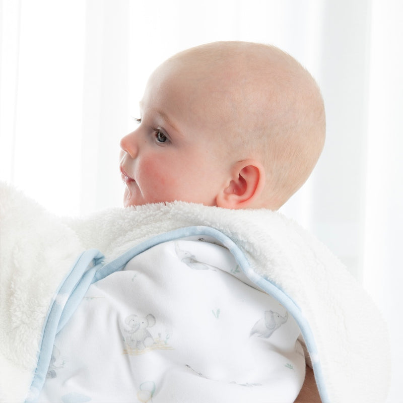 Living Textiles Sherpa Pram Blanket Elephant Playtime