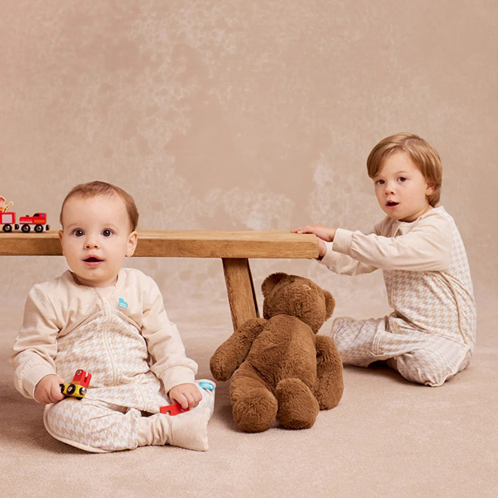 Love To Dream Long Sleeve Sleep Suit 1.0T Stretch Cotton Houndstooth Tan