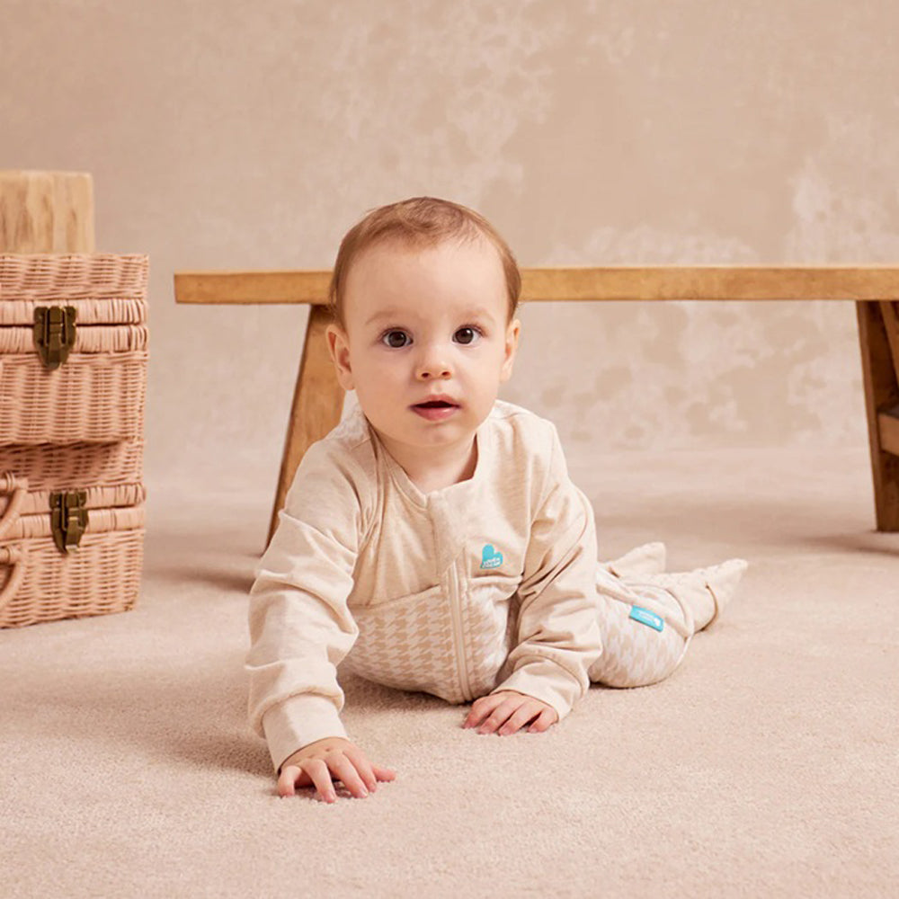 Love To Dream Long Sleeve Sleep Suit 1.0T Stretch Cotton Houndstooth Tan