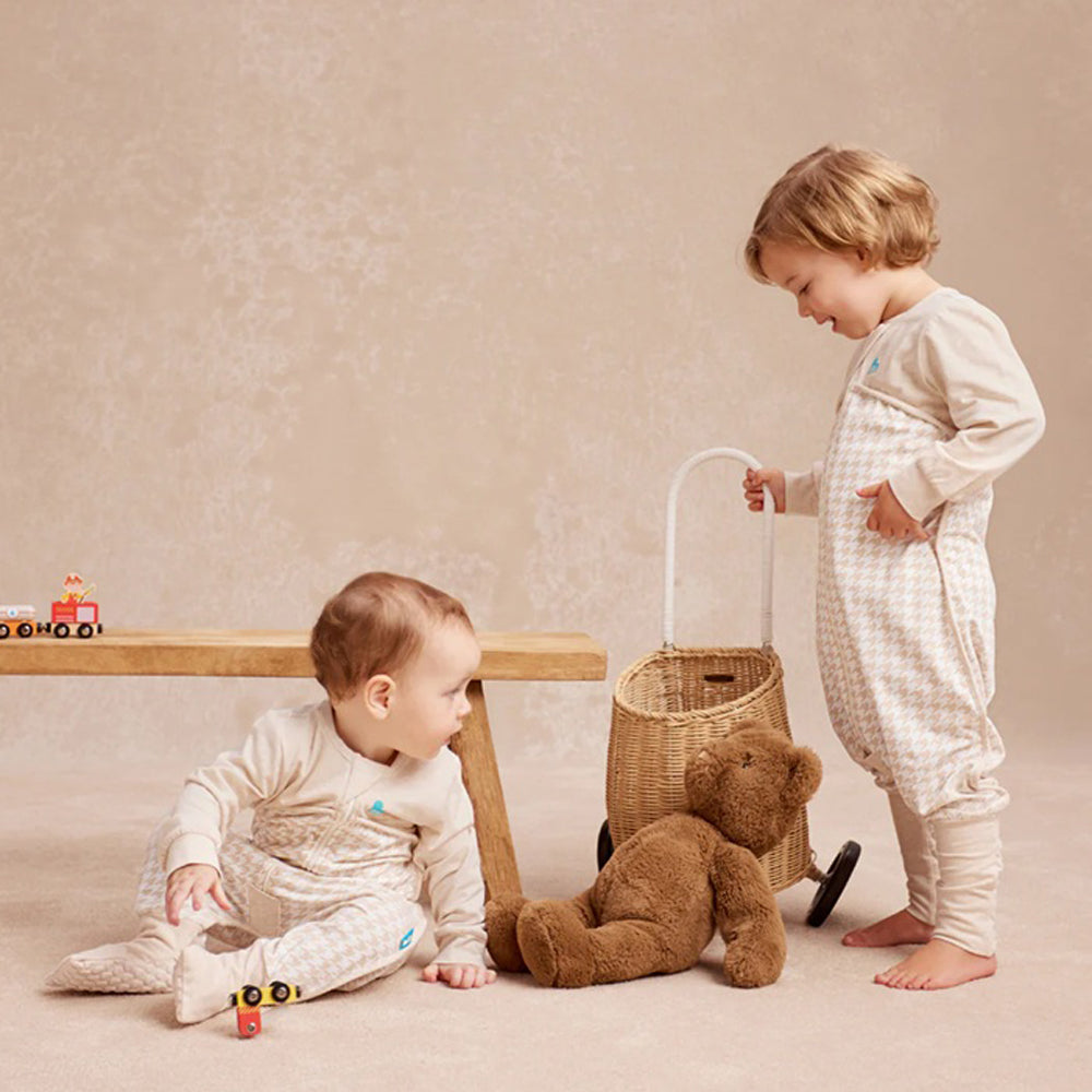 Love To Dream Long Sleeve Sleep Suit 1.0T Stretch Cotton Houndstooth Tan