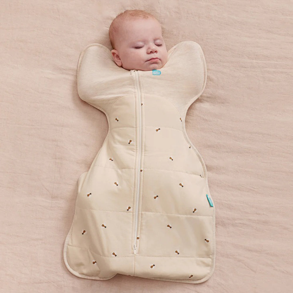 Love To Dream Swaddle Up Sleep Bag 2.5T Quilted Stretch Cotton Bees Oatmeal