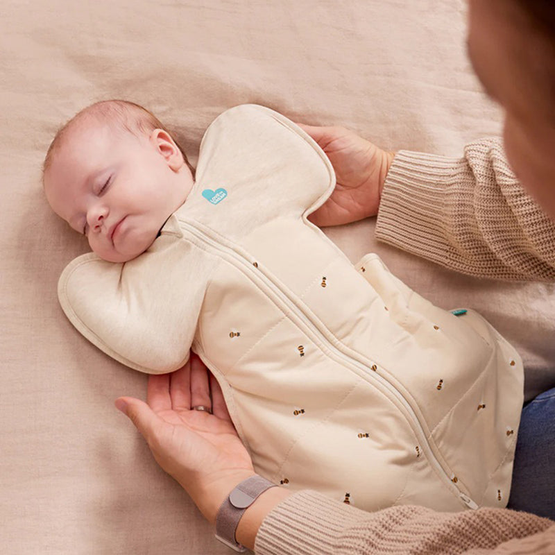Love To Dream Swaddle Up Sleep Bag 2.5T Quilted Stretch Cotton Bees Oatmeal