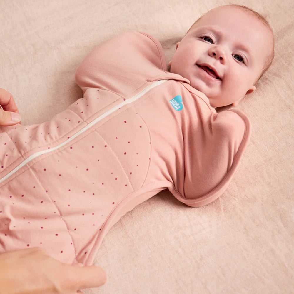 Love To Dream Swaddle Up Sleep Bag 2.5T Quilted Stretch Cotton Pebbles Rose