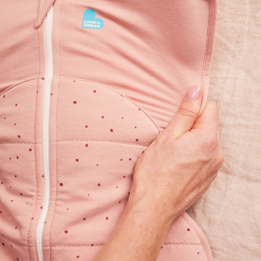 Love To Dream Swaddle Up Sleep Bag 2.5T Quilted Stretch Cotton Pebbles Rose