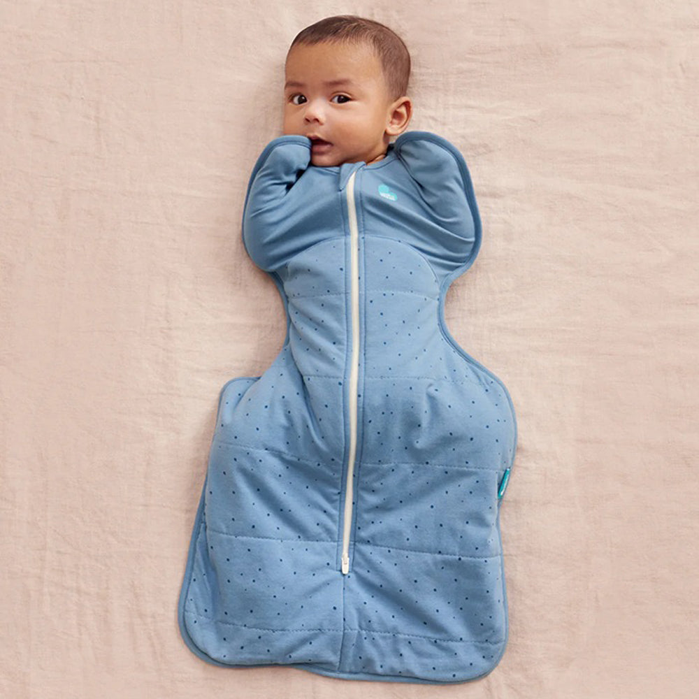 Love To Dream Swaddle Up Sleep Bag 2.5T Quilted Stretch Cotton Pebbles Storm Blue